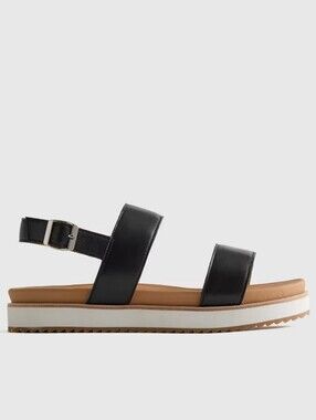 Quince Italian Leather Platform Sandal - black